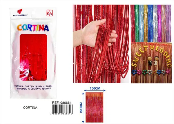 Cortina metálica de lluvia láser 1x2 m, rojo, grosor 1.2