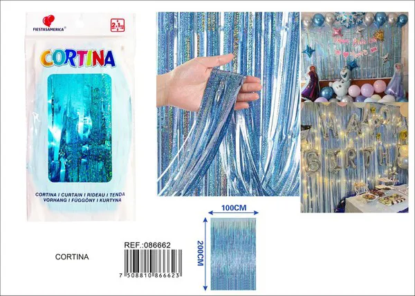Cortina metálica de lluvia láser 1x2 m, azul claro, grosor 1.2