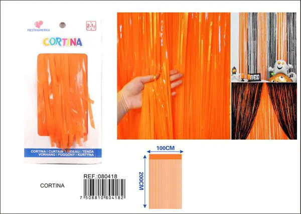 Cortina metálica de lluvia color macaron 1x2 m, naranja, grosor 1.6