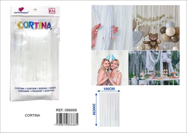 Cortina metálica de lluvia color macaron 1x2 m, blanco, grosor 1.3