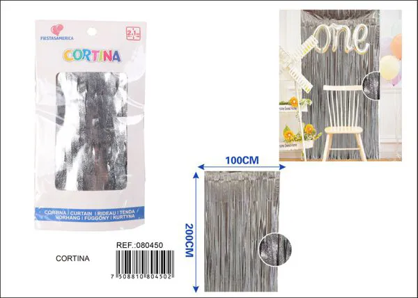 Cortina metálica de lluvia esmerilada 1x2 m, plateado, grosor 1.6