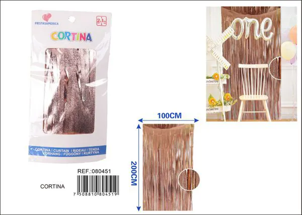 Cortina metálica de lluvia esmerilada 1x2 m, oro rosa, grosor 1.9