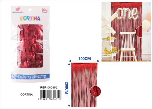 Cortina metálica de lluvia esmerilada 1x2 m, rojo, grosor 1.9