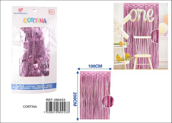 Cortina metálica de lluvia esmerilada 1x2 m, rosa, grosor 1.9