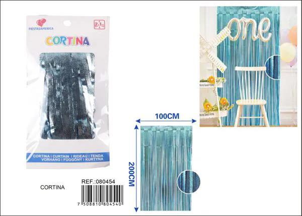 Cortina metálica de lluvia esmerilada 1x2 m, azul claro, grosor 1.9