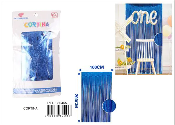 Cortina metálica de lluvia esmerilada 1x2 m, azul oscuro, grosor 1.9