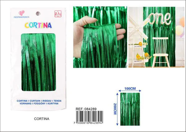 Cortina metálica de lluvia esmerilada 1x2 m, verde, grosor 1.9