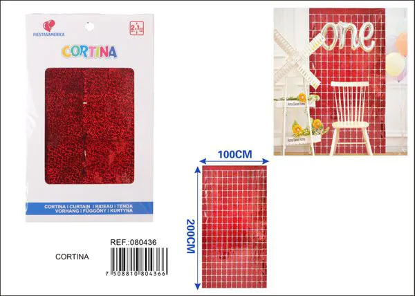 Cortina metálica de lluvia de cuadros grandes 1x2 m, láser rojo, grosor 1.6