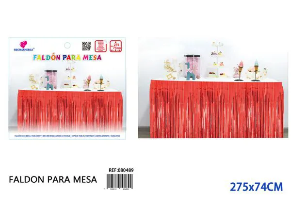 Faldón de mesa de lluvia de PET de 2.75 m x 74 cm, grosor 1.6, color rojo