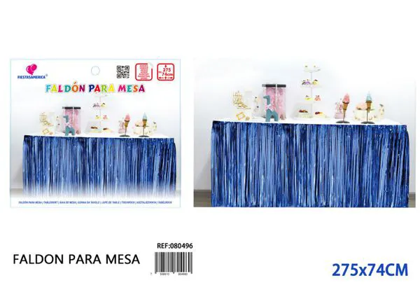 Faldón de mesa de lluvia de PET de 2.75 m x 74 cm, grosor 1.6, color azul rey