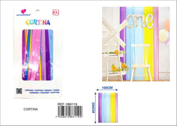 Cortina metálica de lluvia de 1x2 m, grosor 1.6, 5 secciones color macaron