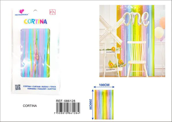 Cortina metálica de lluvia de 1x2 m, grosor 1.6, 5 secciones color macaron