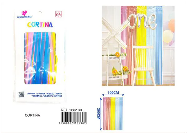 Cortina metálica de lluvia de 1x2 m, grosor 1.6, 5 secciones de colores caramelo