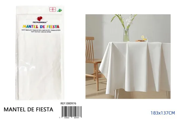 Mantel de PE biodegradable de 137x183 cm, color blanco