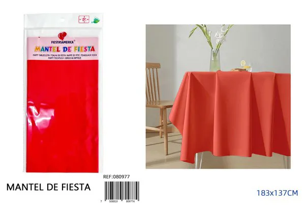Mantel de PE biodegradable de 137x183 cm, color rojo