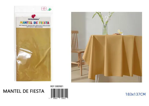 Mantel de PE biodegradable de 137x183 cm, color dorado