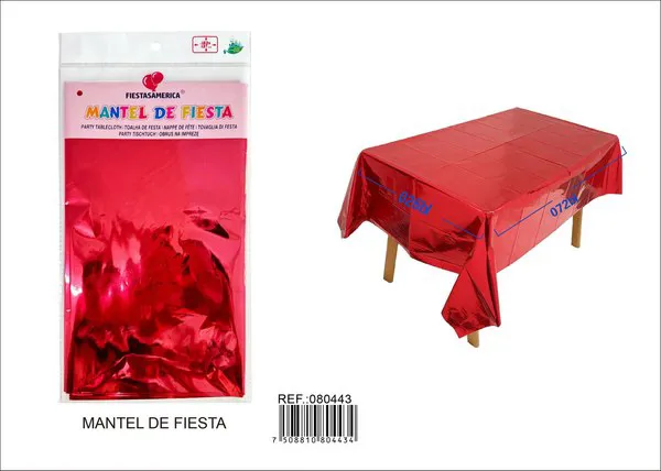 Mantel metalizado de 1.37x1.83 m, grosor 1.6, color rojo metálico