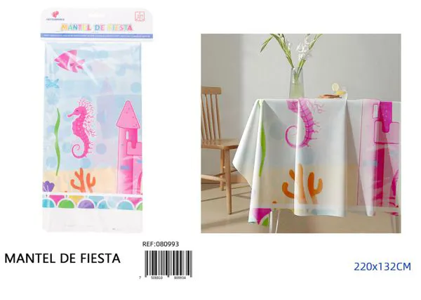 Mantel impreso diseño de cola de sirena, 132x220 cm