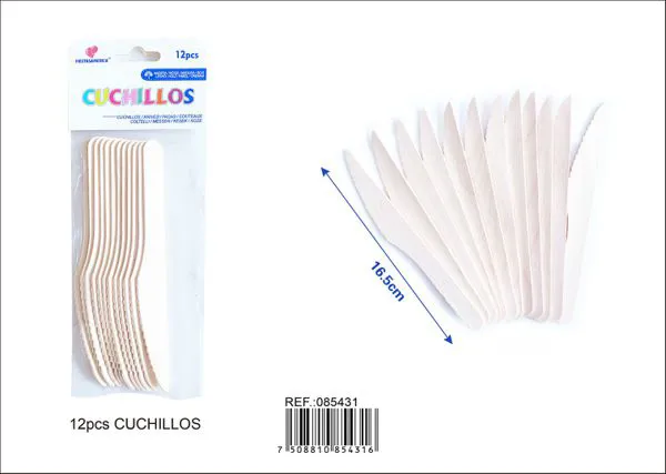 Cuchillos de madera, 16 cm, 12 piezas