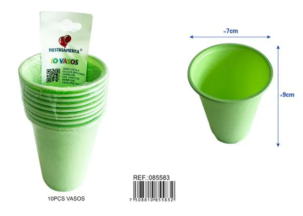 Vasos de plástico PP, 200 ml, color verde manzana, 10 piezas