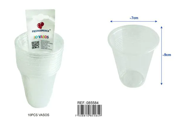 Vasos de plástico PP transparente, 200 ml, color verde, 10 piezas