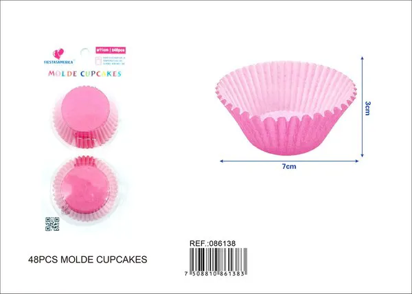 Capacillos de papel para pastel color rosa claro, 11 cm, 48 piezas