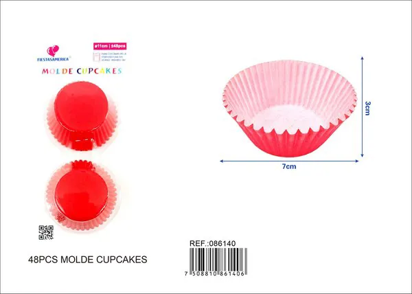 Capacillos de papel para pastel color rojo, 11 cm, 48 piezas