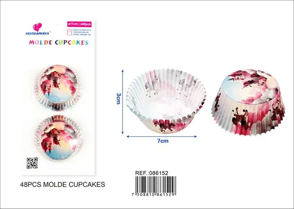 Capacillos de papel para pastel diseño de unicornio, 11 cm, 48 piezas