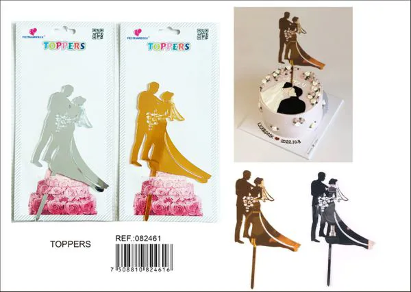 Adorno acrílico para pastel diseño de boda, 1 pieza