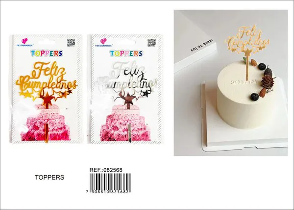 Adorno acrílico para pastel de cumpleaños en español, grosor 10 mm, 1 pieza