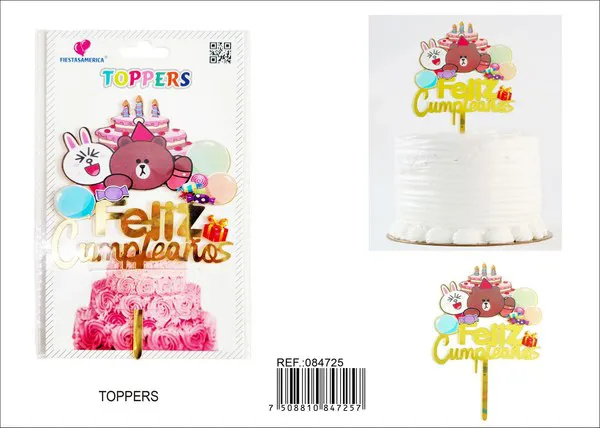 Adorno para pastel de acrílico con estampado de animales, 1 pieza