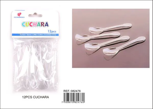 Cucharas, blanco transparente, 12 piezas
