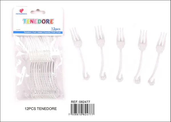 Tenedores, blanco transparente, 12 piezas