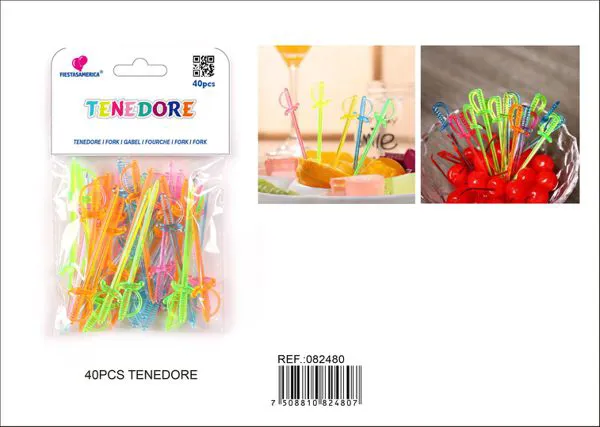 Tenedores decorativos grandes en forma de espada, multicolor, 40 piezas