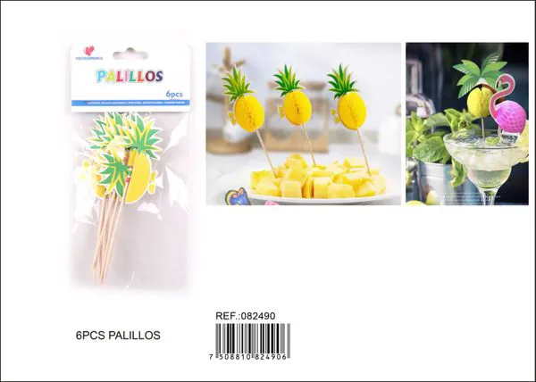 Palillos decorativos de piña tipo panal, 6 piezas