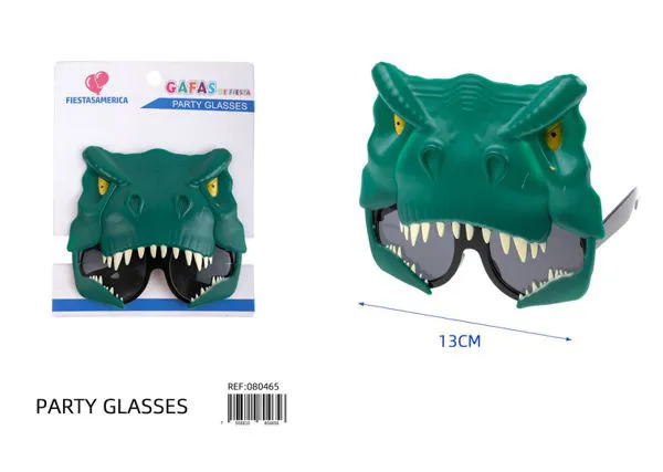 Lentes de fiesta máscara de dinosaurio, color verde