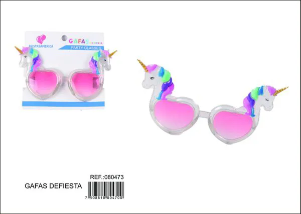 Lentes de fiesta de unicornio con corazones