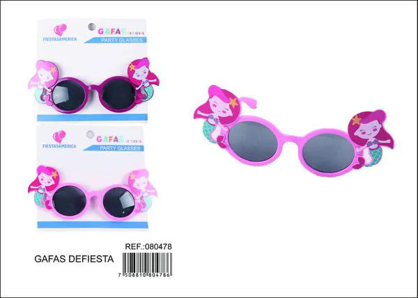 Lentes de fiesta en forma de sirena (surtido fucsia, rosa)