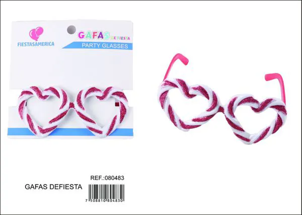 Lentes de fiesta en forma de corazón, rojo y blanco