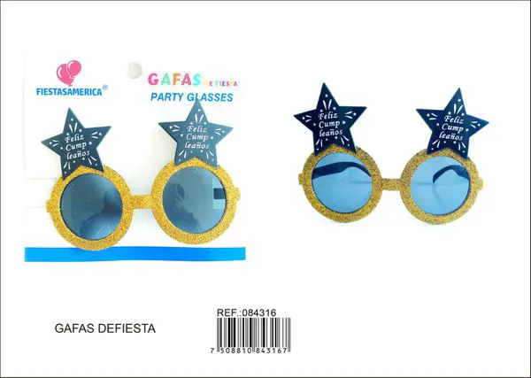 Lentes de fiesta con texto en español