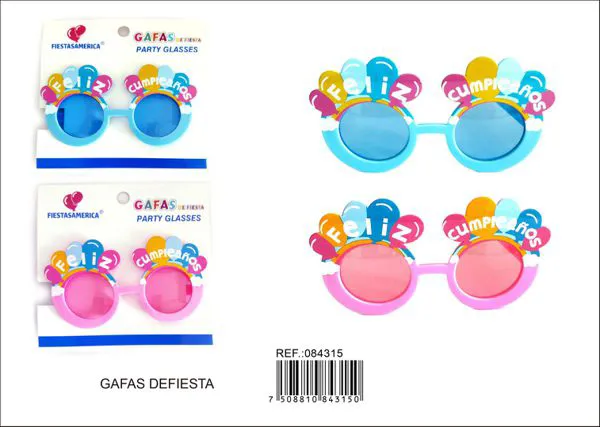 Lentes de fiesta con texto en español