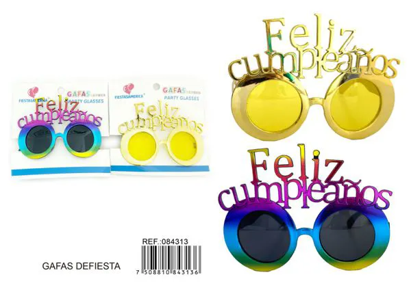 Lentes de fiesta con texto en español