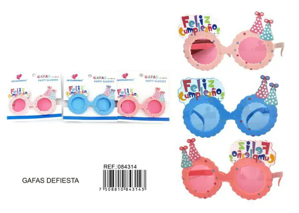 Lentes de fiesta con texto en español