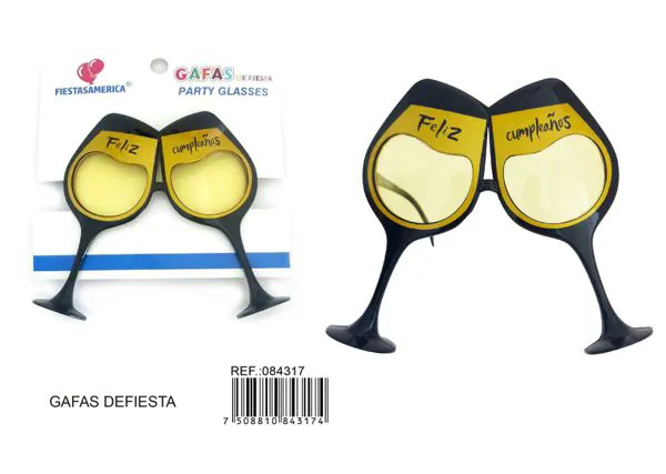 Lentes de fiesta con texto en español
