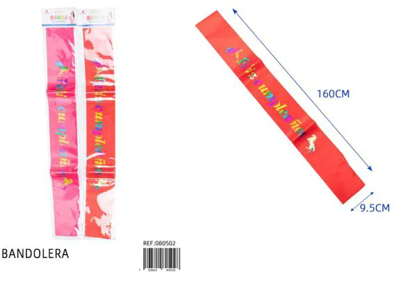 Banda ceremonial de 9.5x1.60 m, estampado degradado "Feliz Cumpleaños"