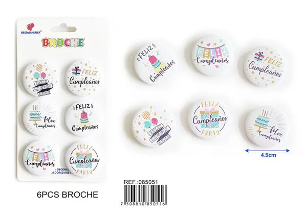 Broches de 4.5 cm, 6 piezas