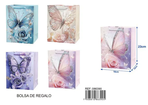 Bolsa de regalo para flores con escarcha, 23x18x10 cm