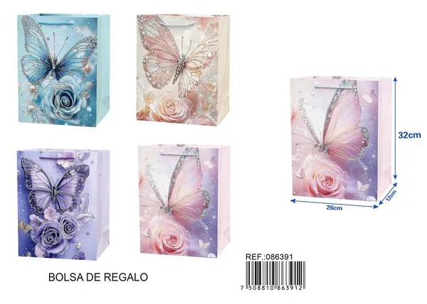 Bolsa de regalo para flores con escarcha, 32x26x12 cm