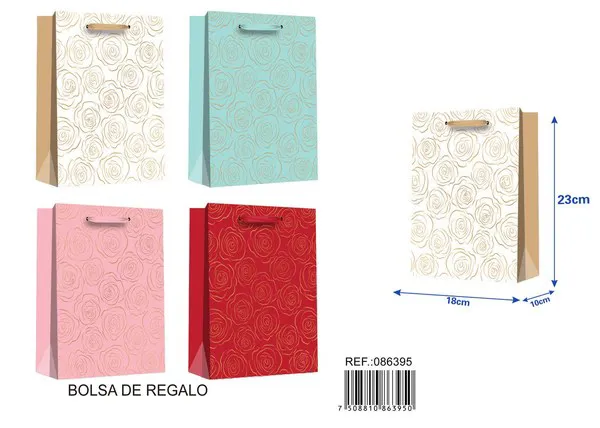 Bolsa de regalo con estampado dorado, 18x23x10 cm
