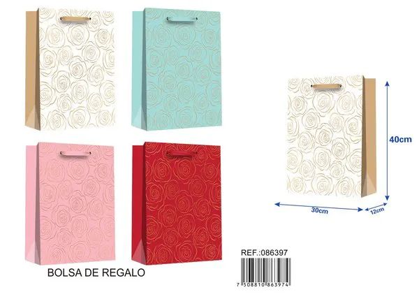 Bolsa de regalo con estampado dorado, 30x40x12 cm